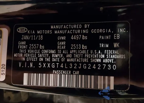 2018 Kia Optima Lx z USA, uszkodzony, nr VIN 5XXGT4L32JG242730